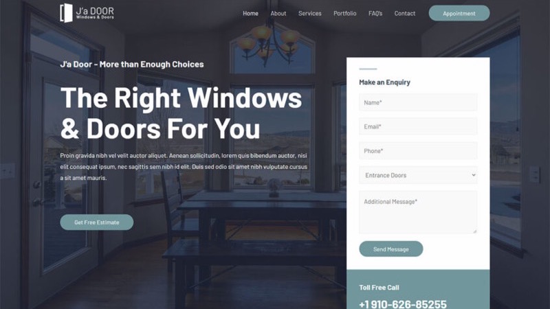 Design Fenster- und Türenservice Website